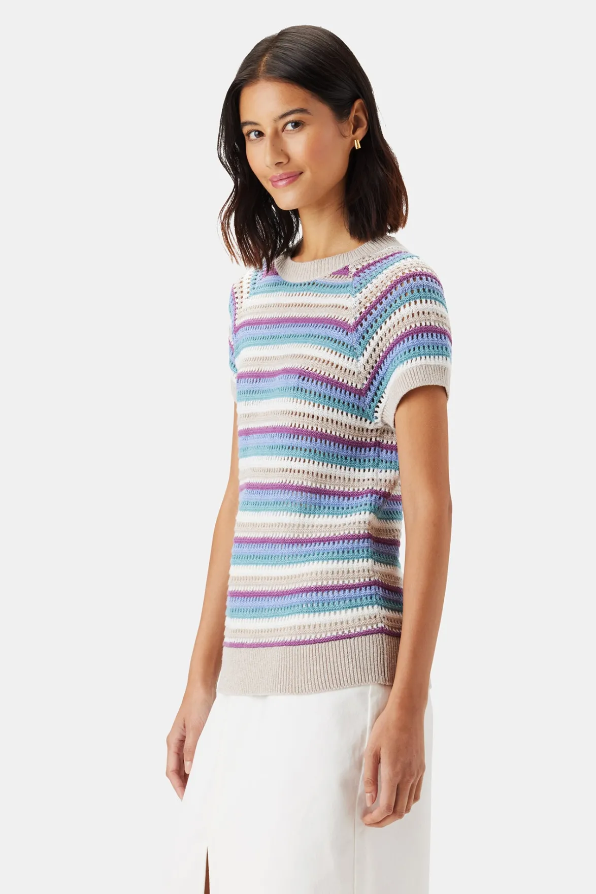 Tops|Clearance^Amour Vert Rosario Crochet Top AquaBlueMultiStripe