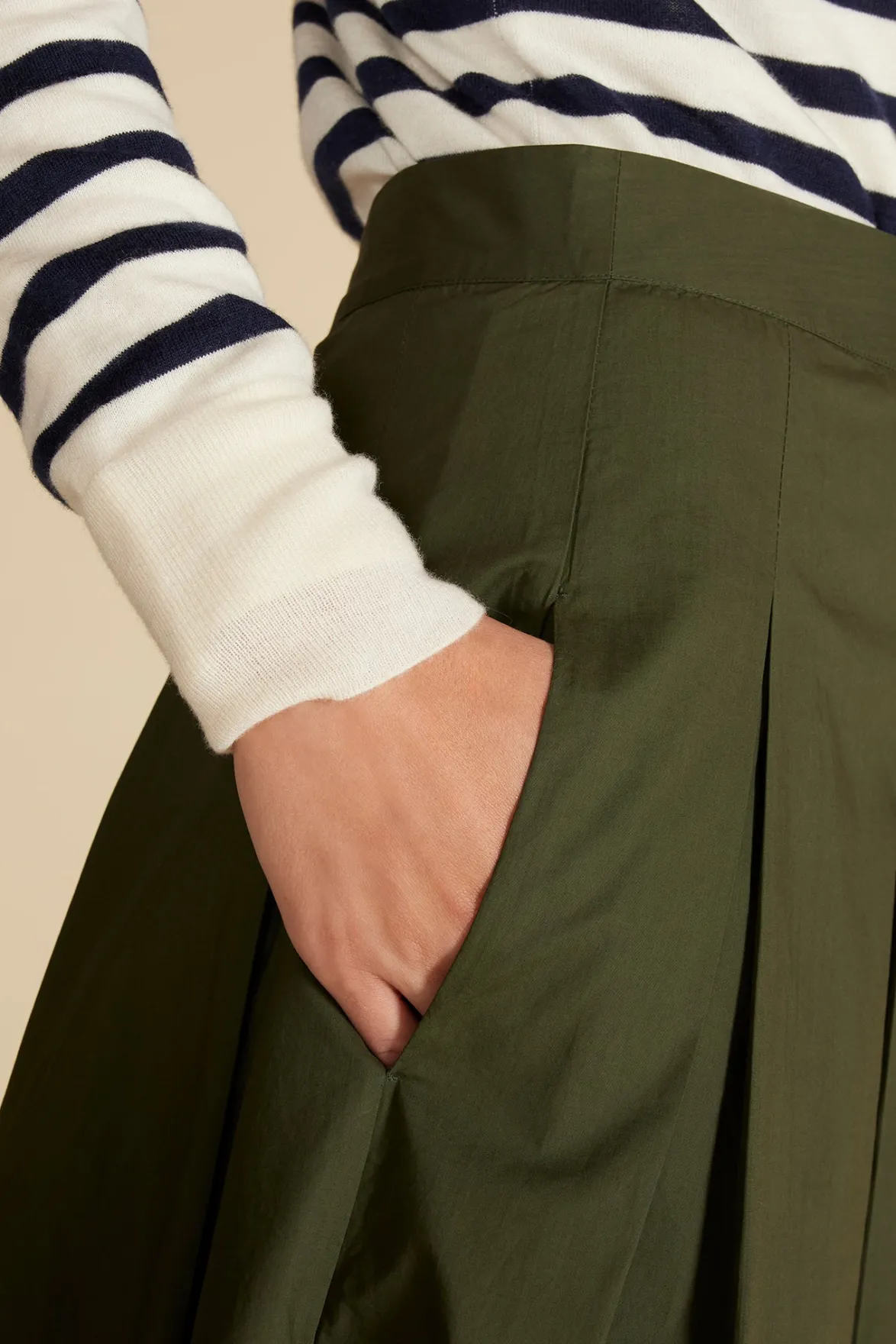 Skirts^Amour Vert Roselle Pleated Poplin Skirt OliveGreen