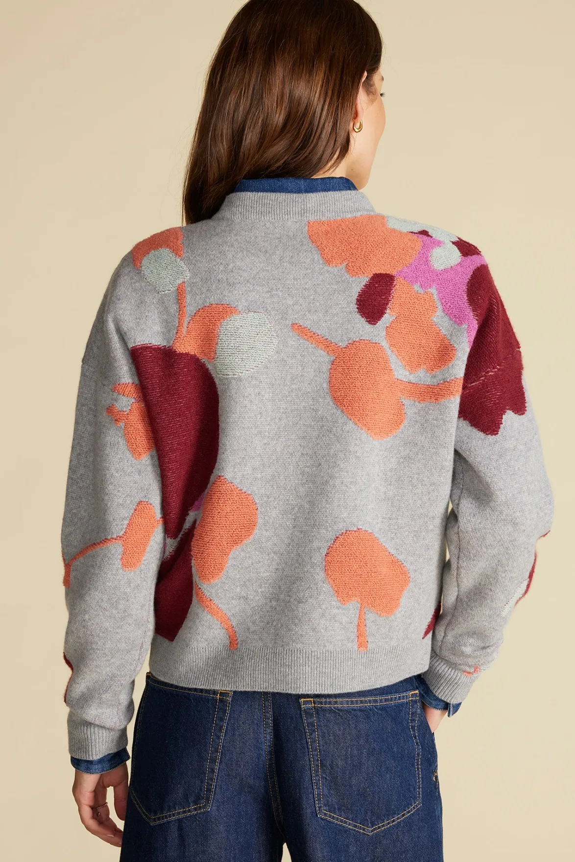 Sweaters & Cardigans^Amour Vert Rowan Jacquard Crew Neck Sweater GreyPenseePrint