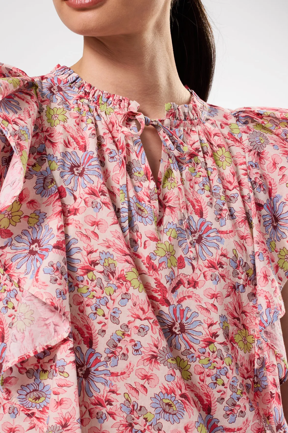 Tops|Clearance^Amour Vert Ruffle Sleeve Top MarseilleRed