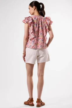 Tops|Clearance^Amour Vert Ruffle Sleeve Top MarseilleRed