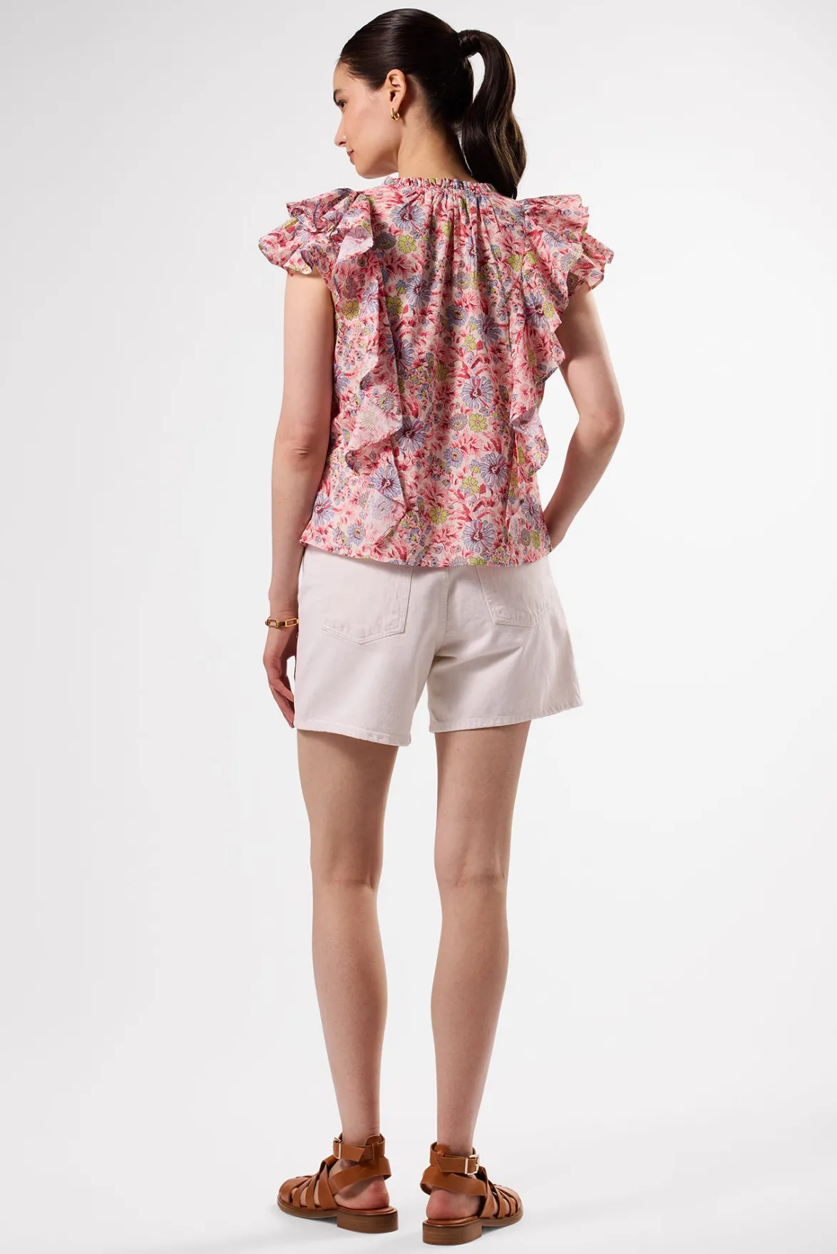Tops|Clearance^Amour Vert Ruffle Sleeve Top MarseilleRed
