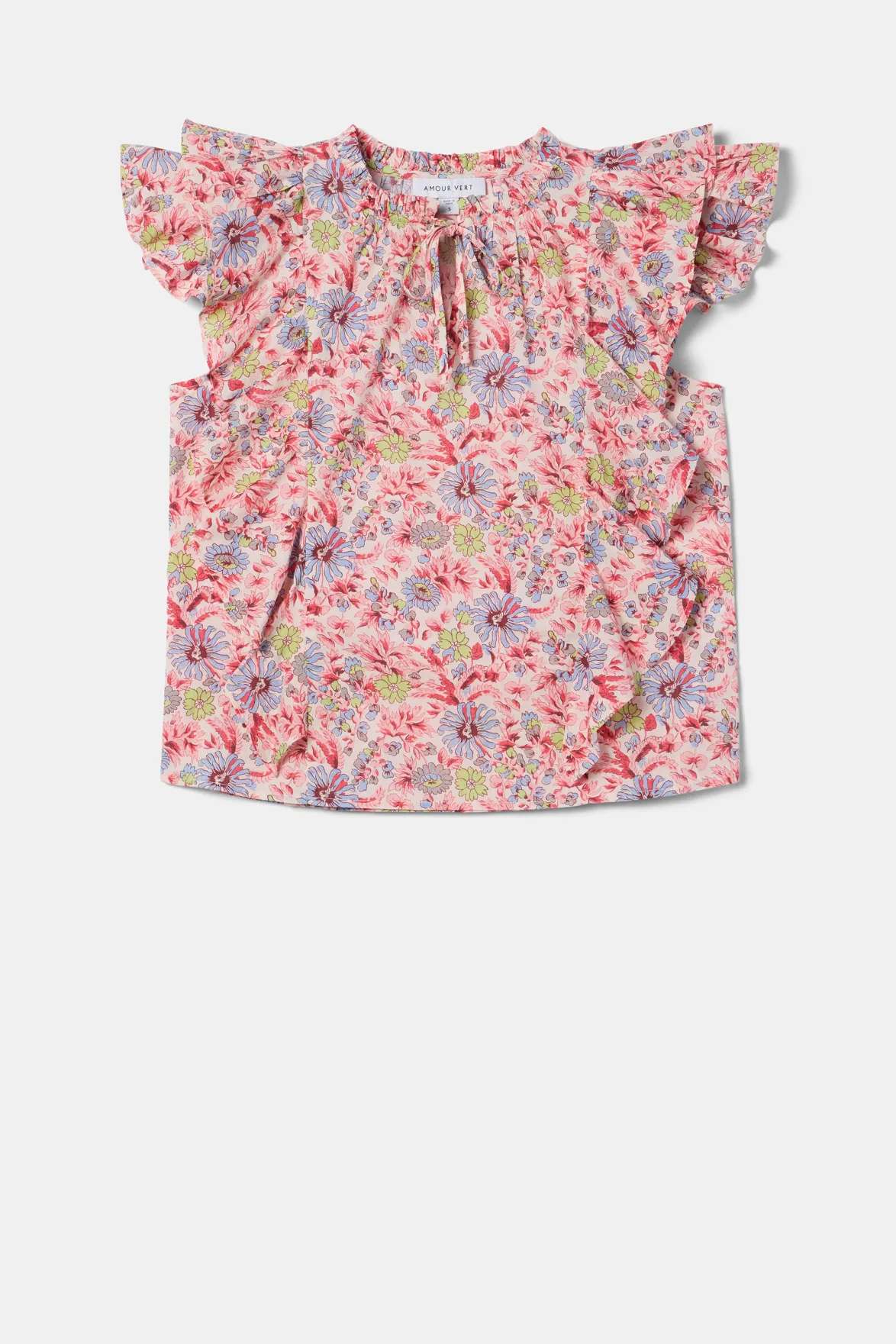 Tops|Clearance^Amour Vert Ruffle Sleeve Top MarseilleRed