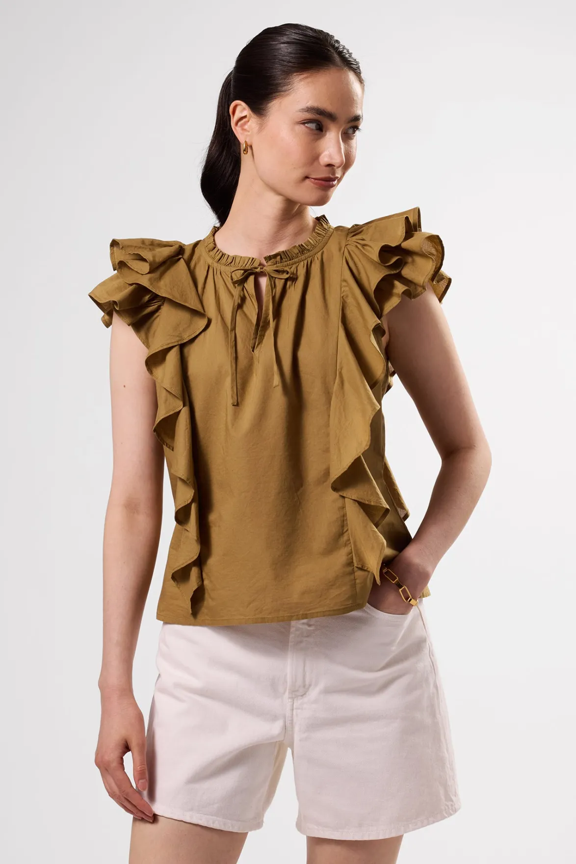 Tops|Clearance^Amour Vert Ruffle Sleeve Top Elm