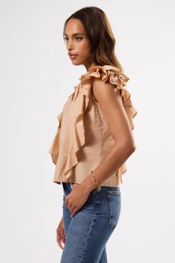 Tops|Clearance^Amour Vert Ruffle Sleeve Top Biscotti
