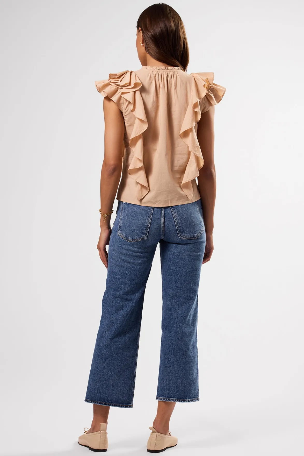 Tops|Clearance^Amour Vert Ruffle Sleeve Top Biscotti
