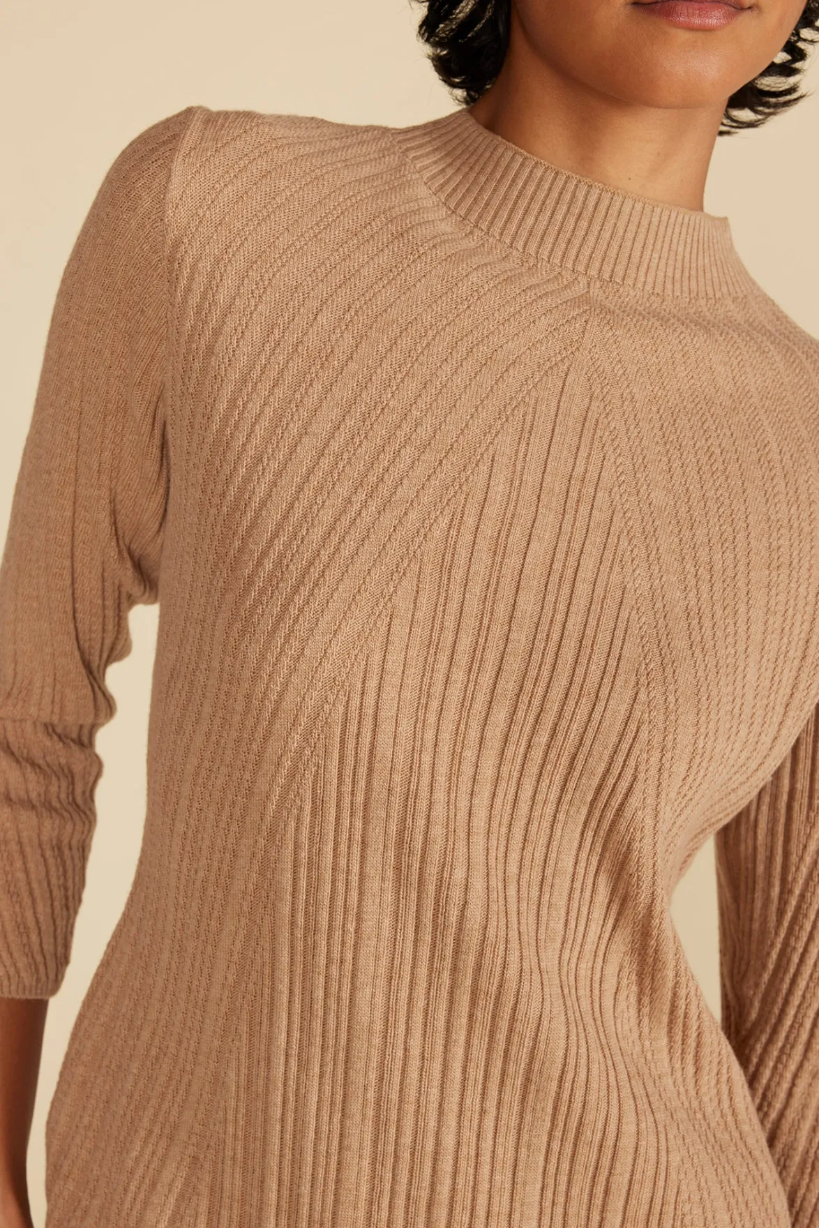 Dresses|Clearance^Amour Vert Sidony Mini Sweater Dress Camel