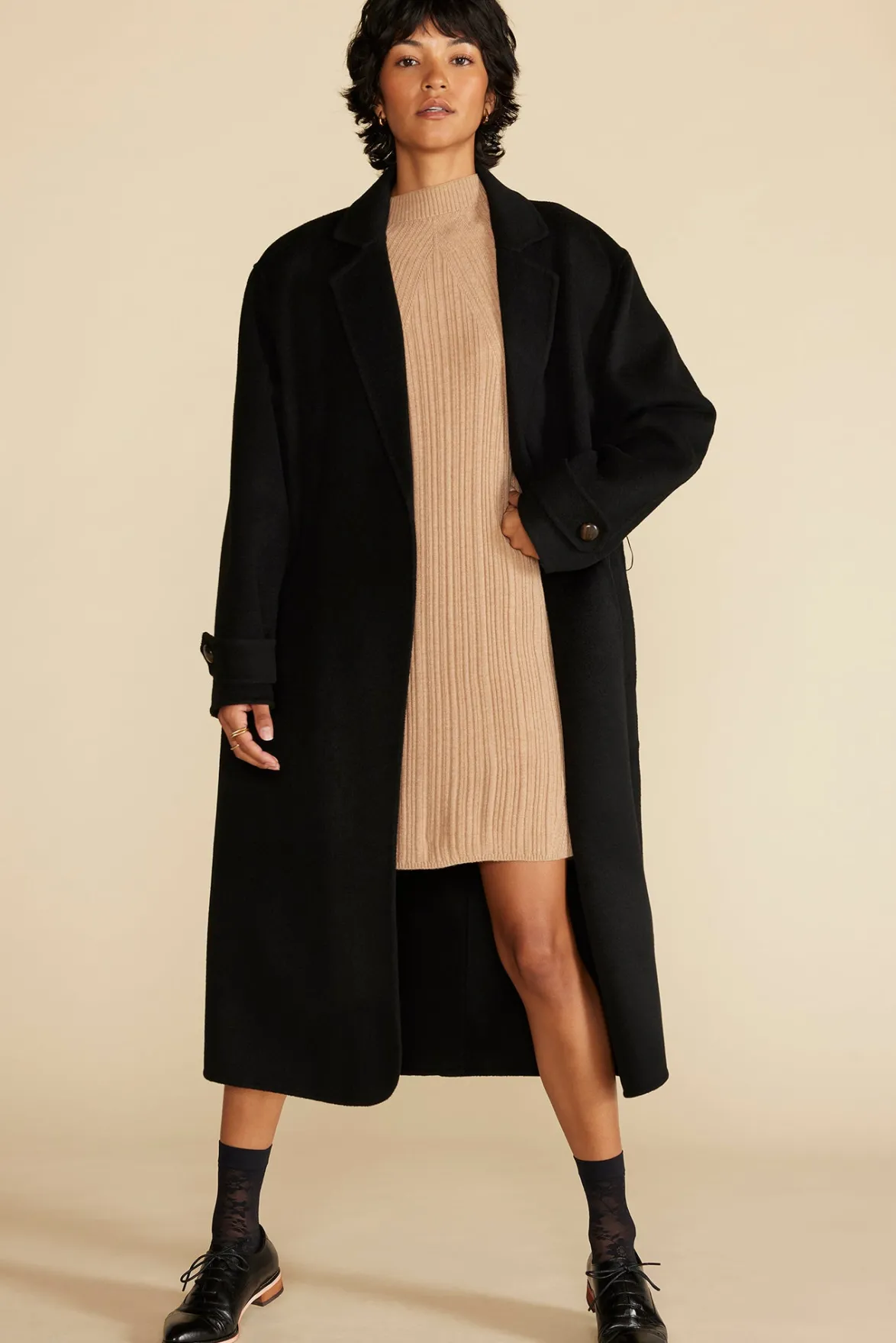 Dresses|Clearance^Amour Vert Sidony Mini Sweater Dress Camel