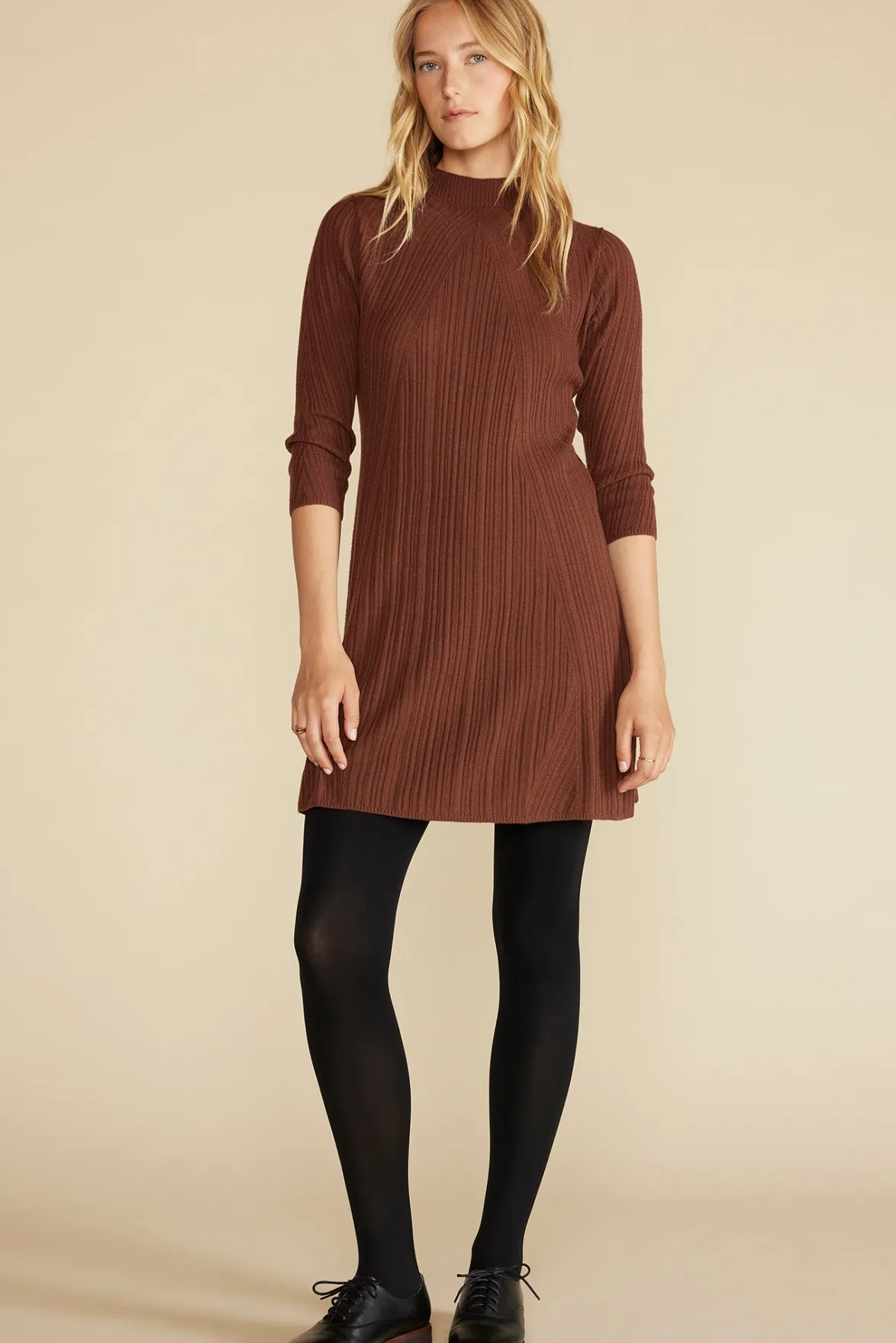 Dresses|Clearance^Amour Vert Sidony Mini Sweater Dress EspressoBrown