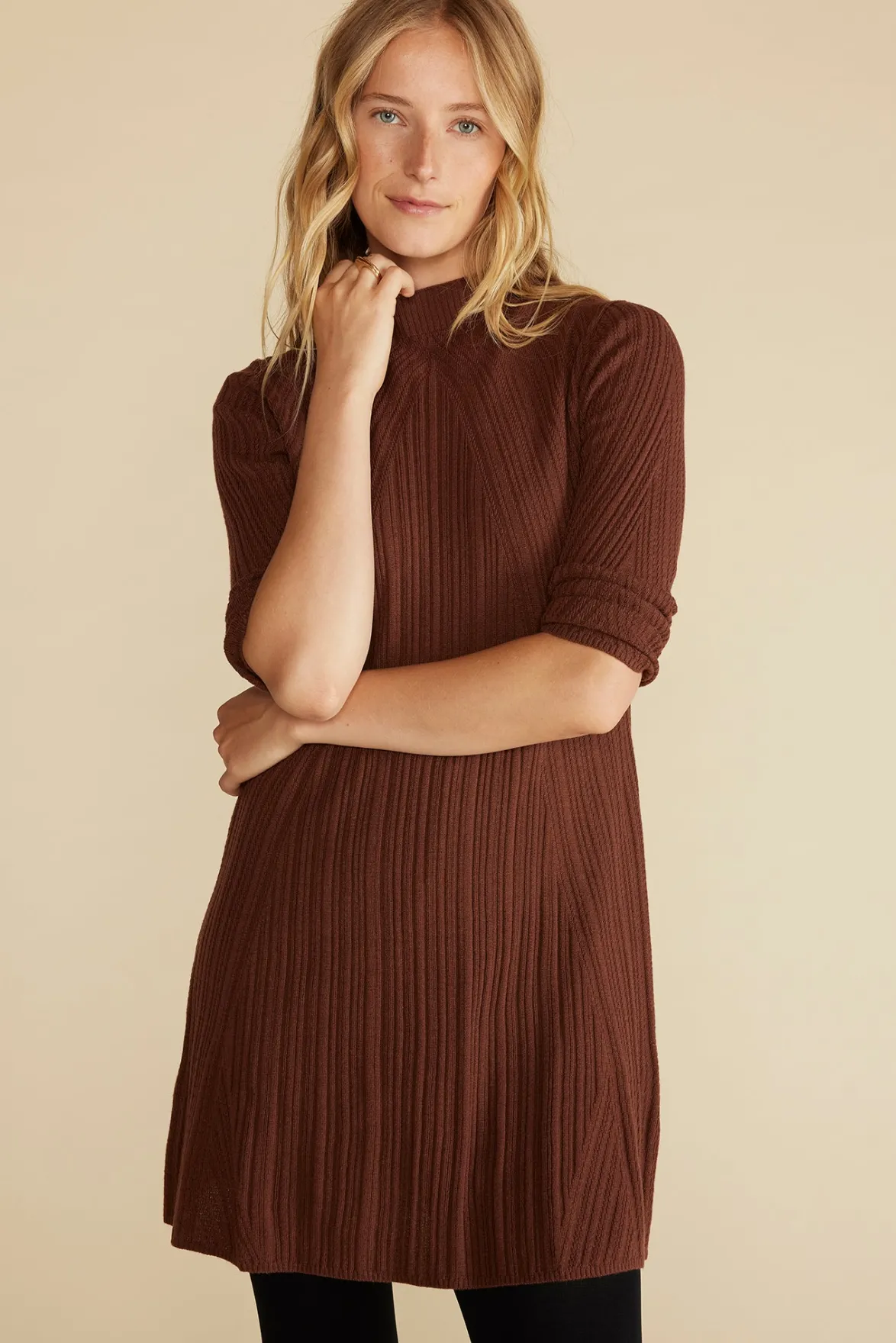 Dresses|Clearance^Amour Vert Sidony Mini Sweater Dress EspressoBrown