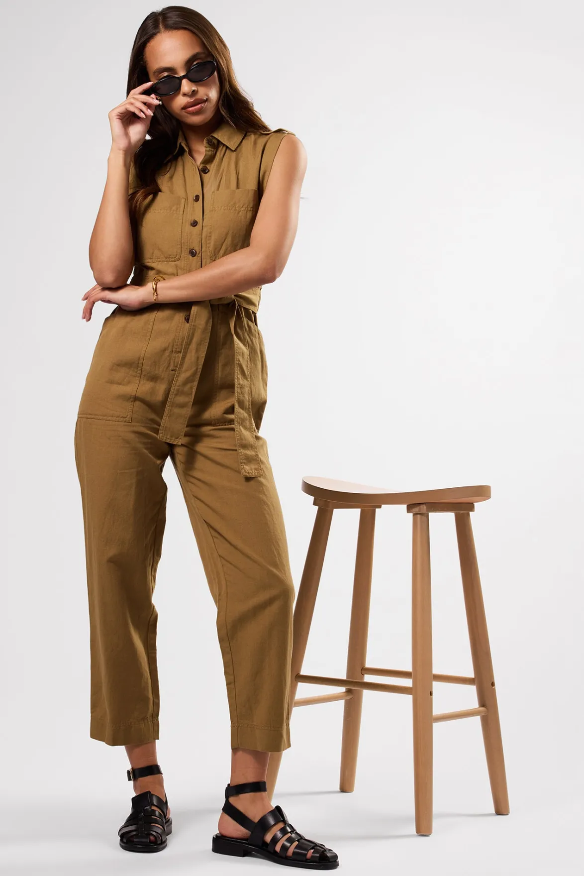 Jumpsuits|Clearance^Amour Vert Sienna Cotton Linen Jumpsuit Elm