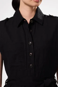 Jumpsuits|Clearance^Amour Vert Sienna Cotton Linen Jumpsuit Black