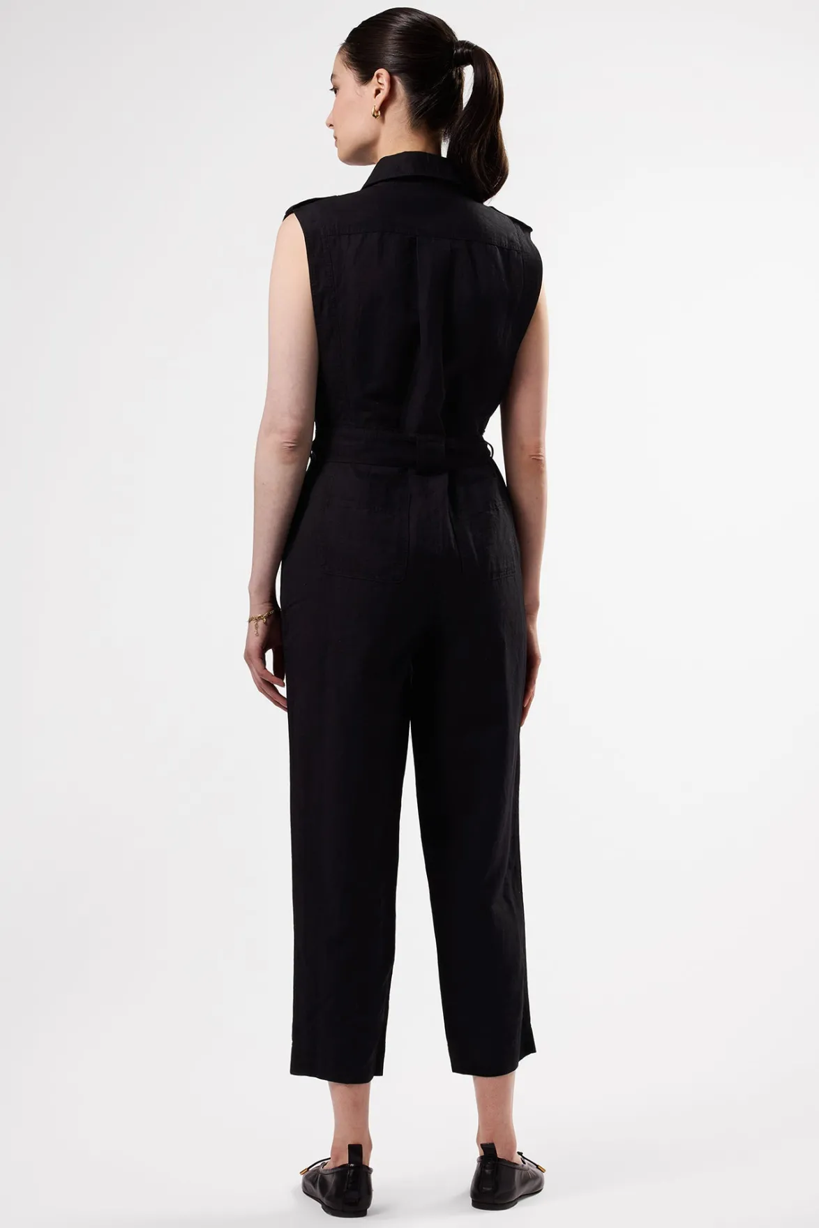 Jumpsuits|Clearance^Amour Vert Sienna Cotton Linen Jumpsuit Black