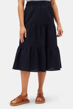 Skirts|Clearance^Amour Vert Silas Cotton Linen Skirt NavyBlue