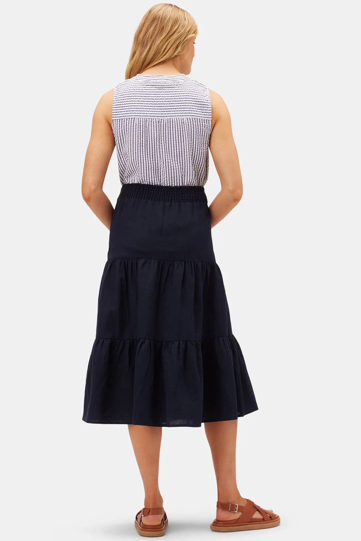 Skirts|Clearance^Amour Vert Silas Cotton Linen Skirt NavyBlue