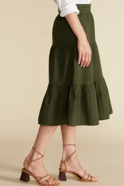 Skirts|Clearance^Amour Vert Silas Cotton Linen Skirt OliveGreen