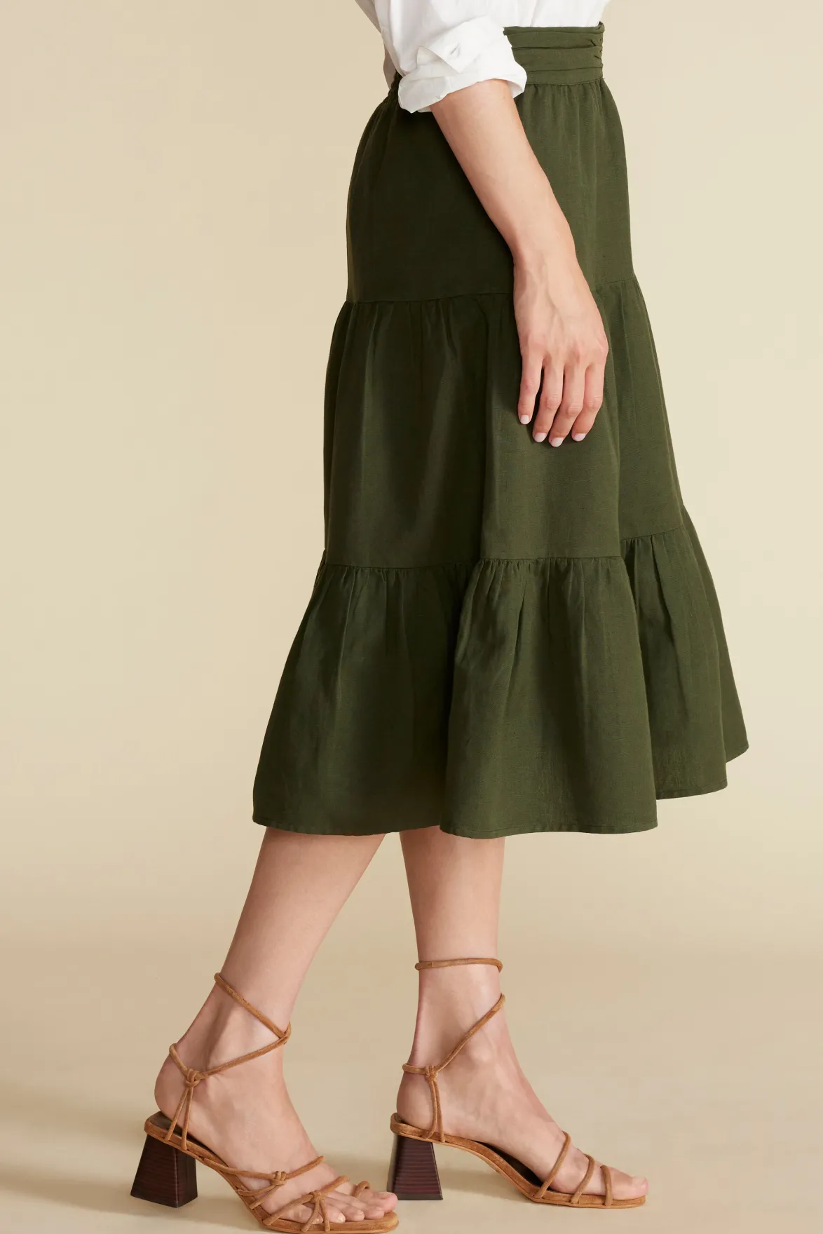 Skirts|Clearance^Amour Vert Silas Cotton Linen Skirt OliveGreen