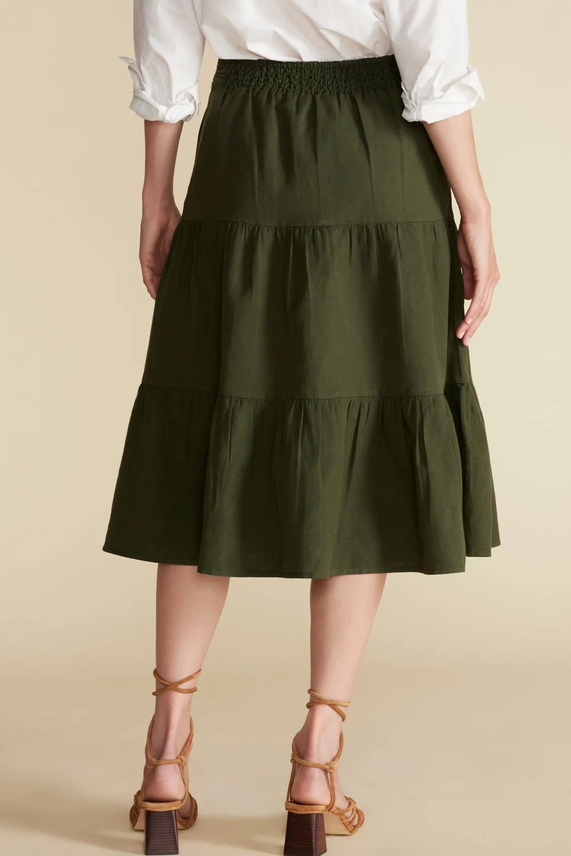 Skirts|Clearance^Amour Vert Silas Cotton Linen Skirt OliveGreen