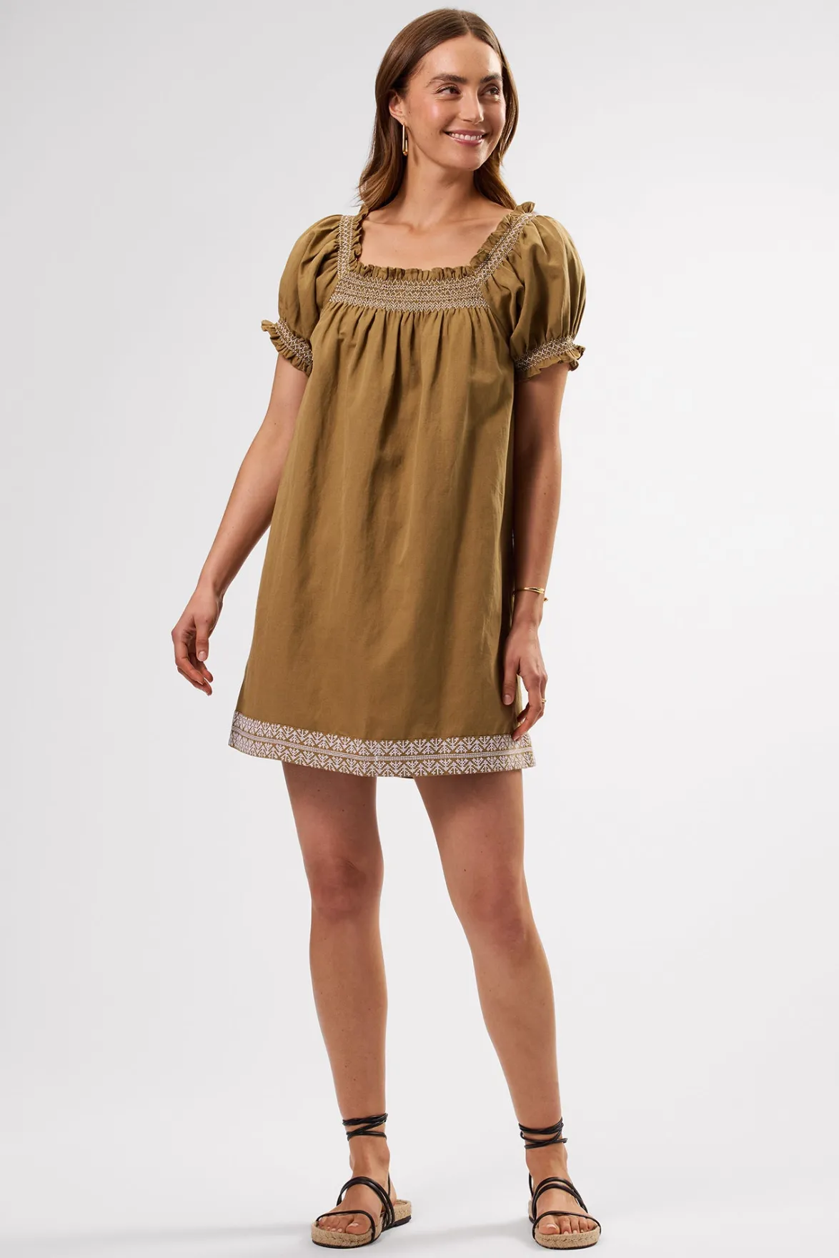 Dresses|Clearance^Amour Vert Smocked Embroidery Dress ElmWhiteEmbroidery