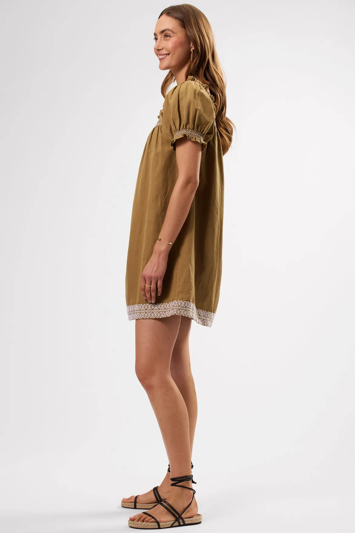 Dresses|Clearance^Amour Vert Smocked Embroidery Dress ElmWhiteEmbroidery