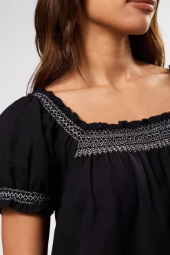 Dresses|Clearance^Amour Vert Smocked Embroidery Dress BlackWhiteEmbroidery
