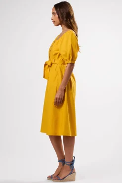 Dresses|Clearance^Amour Vert Square Neck Button Front Dress SoleilYellow