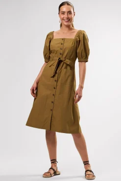 Dresses|Clearance^Amour Vert Square Neck Button Front Dress Elm