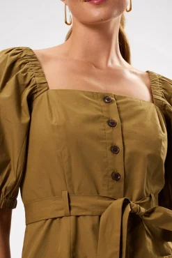 Dresses|Clearance^Amour Vert Square Neck Button Front Dress Elm