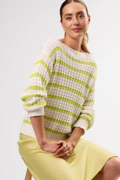 Sweaters & Cardigans|Clearance^Amour Vert Stripe Novelty Sweater IvoryLimeStripe
