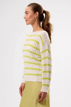 Sweaters & Cardigans|Clearance^Amour Vert Stripe Novelty Sweater IvoryLimeStripe