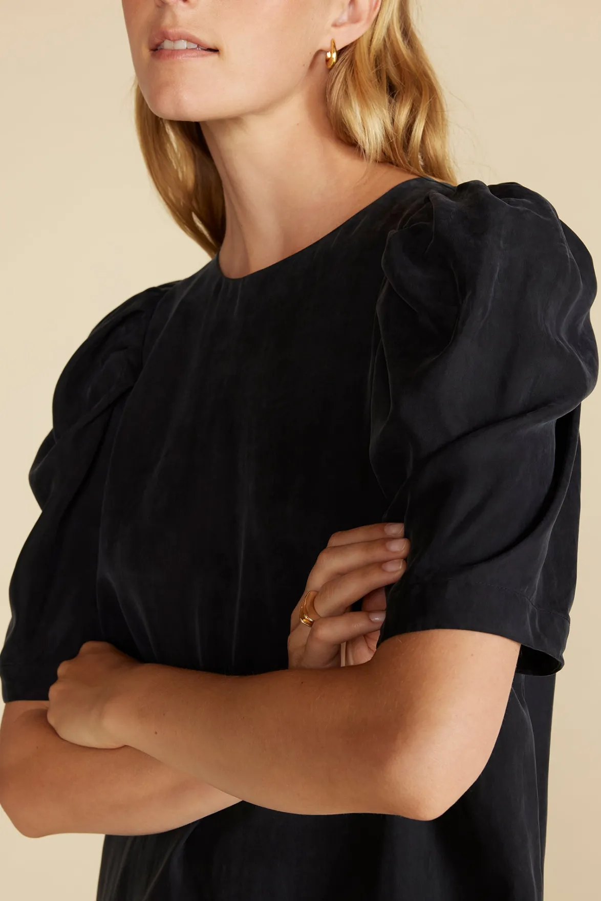 Dresses^Amour Vert Sylvia Puff Sleeve Dress Black