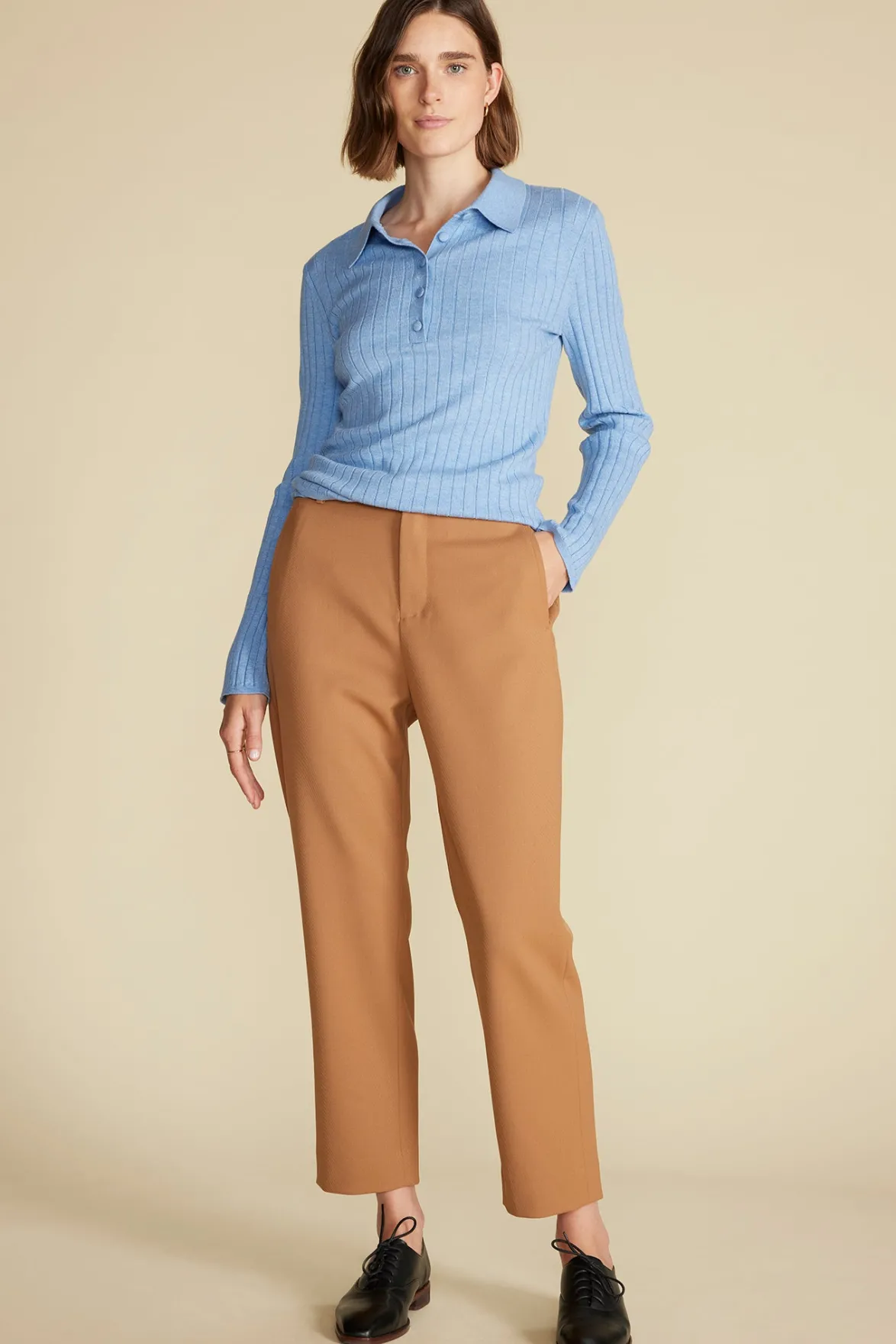 Pants^Amour Vert Taper Tailored Ankle Trouser Camel