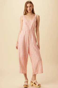 Jumpsuits|Clearance^Amour Vert Taya Linen Jumpsuit RustNaturalStripe