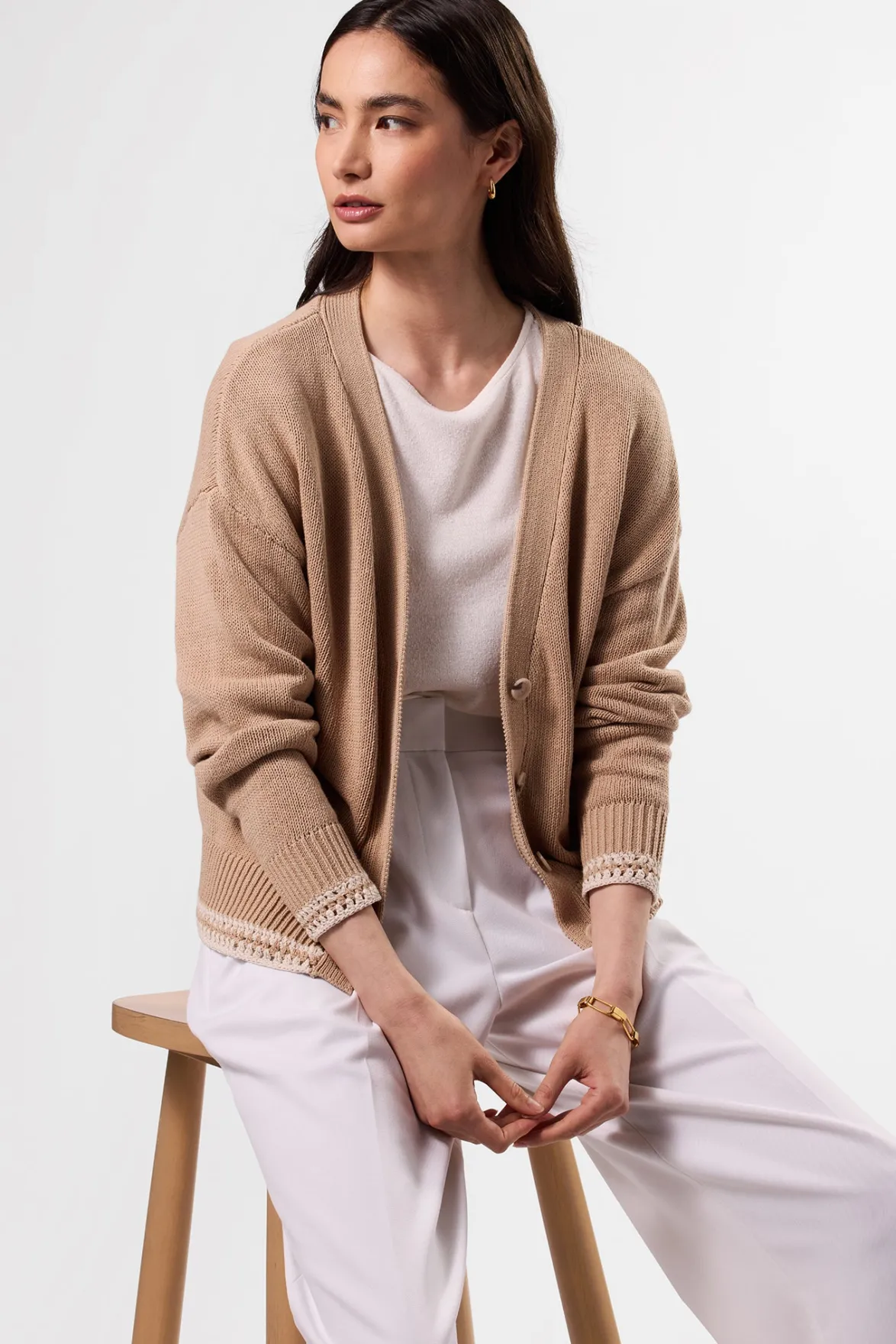 Sweaters & Cardigans|Clearance^Amour Vert Texture Cardigan BiscottiIvory