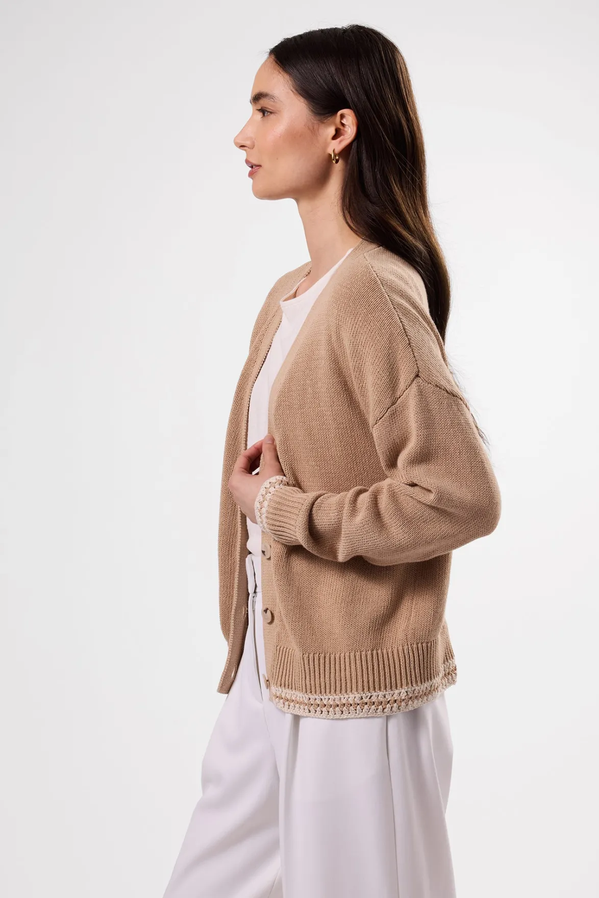 Sweaters & Cardigans|Clearance^Amour Vert Texture Cardigan BiscottiIvory