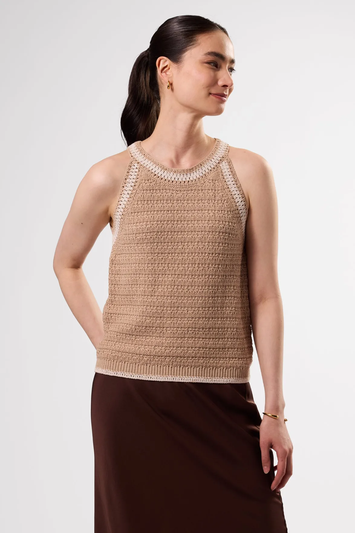 Tops|Clearance^Amour Vert Texture Halter BiscottiIvory