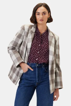 Jackets & Outerwear|Clearance^Amour Vert Tobie Single Breasted Blazer NaturalBuffaloCheck