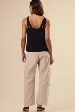 Tops|Clearance^Amour Vert Twist Strap Washable Silk Tank Black