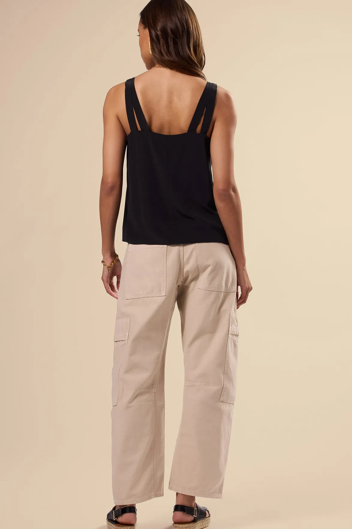 Tops|Clearance^Amour Vert Twist Strap Washable Silk Tank Black