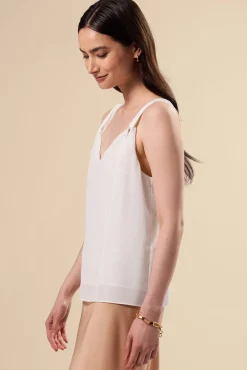 Tops|Clearance^Amour Vert Twist Strap Washable Silk Tank Ivory