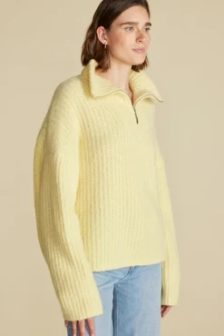 Sweaters & Cardigans|Clearance^Amour Vert Veronique Chunky Half Zip Pullover Sweater AniseYellow