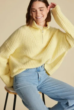 Sweaters & Cardigans|Clearance^Amour Vert Veronique Chunky Half Zip Pullover Sweater AniseYellow