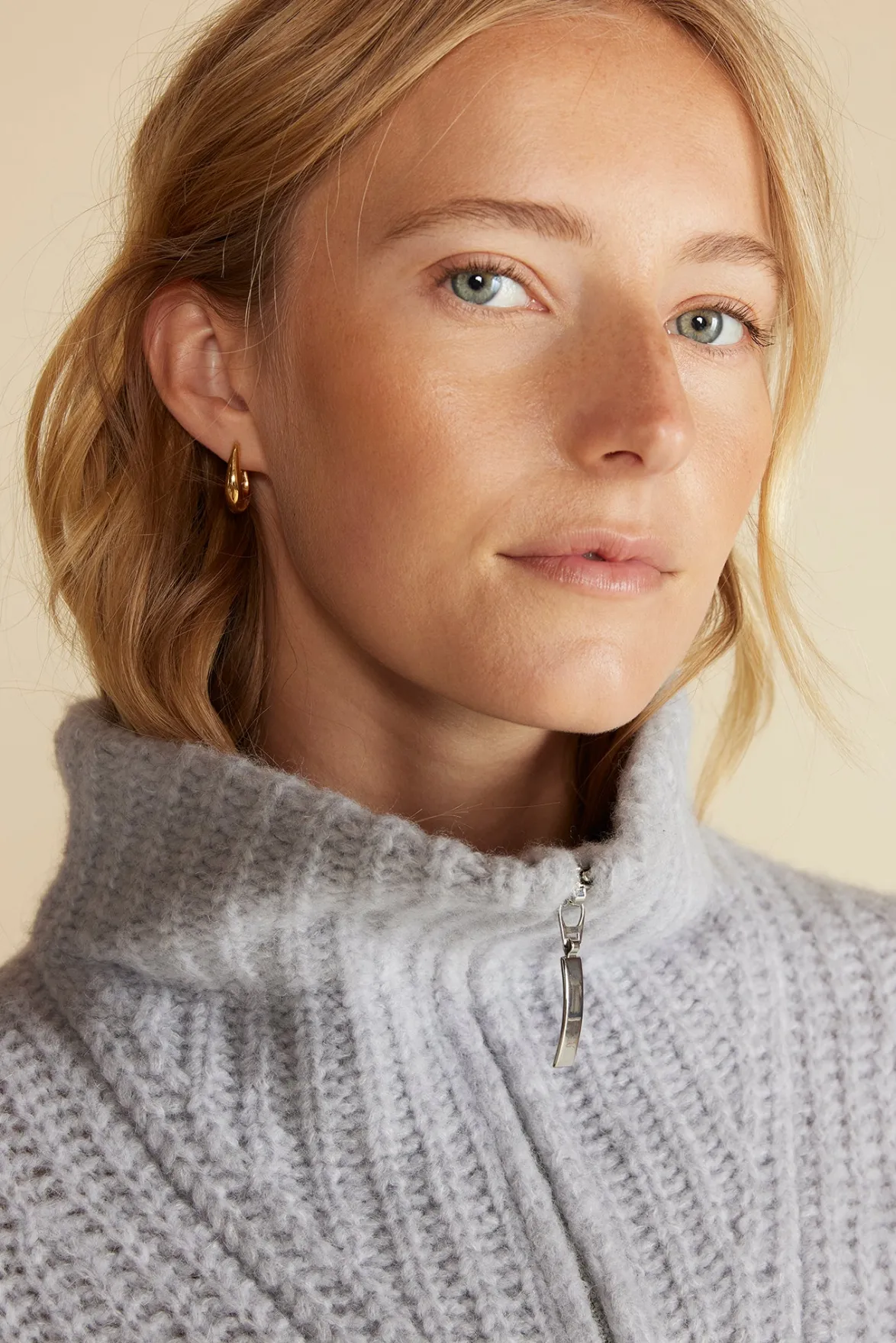 Sweaters & Cardigans|Clearance^Amour Vert Veronique Chunky Half Zip Pullover Sweater HeatherGrey