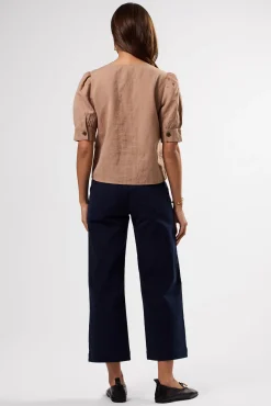 Tops|Clearance^Amour Vert V Neck Cuff Sleeved Blouse Sand
