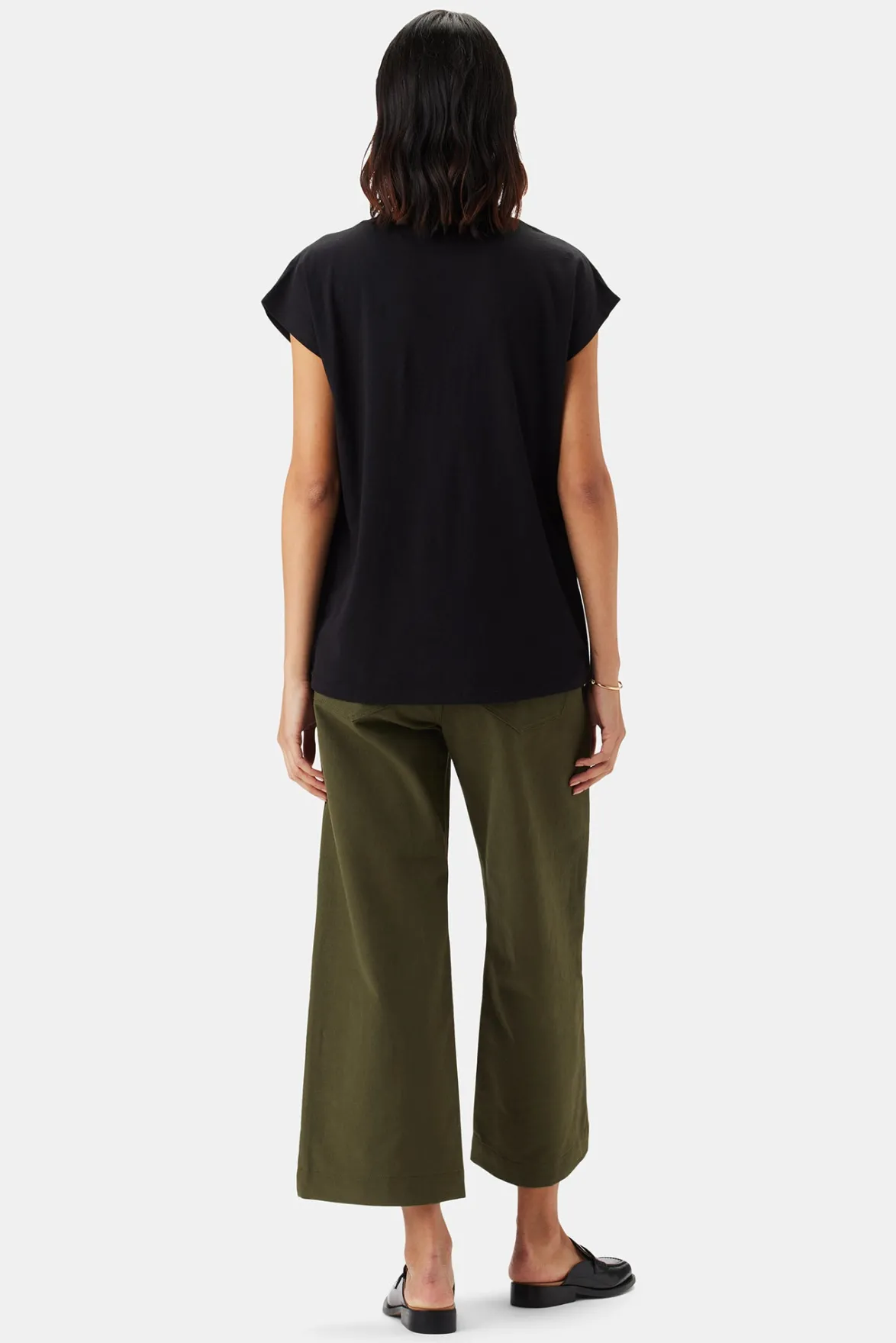 Tops|Tees^Amour Vert V Neck Solid Tee Black