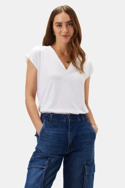 Tops|Tees^Amour Vert V Neck Solid Tee White