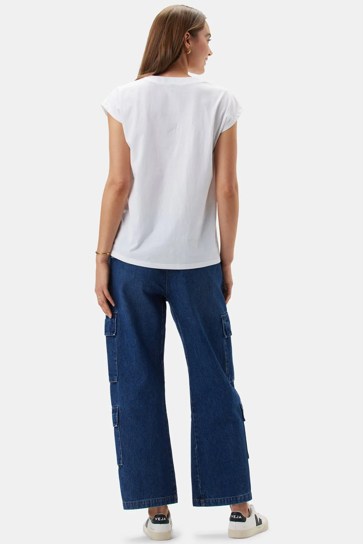 Tops|Tees^Amour Vert V Neck Solid Tee White