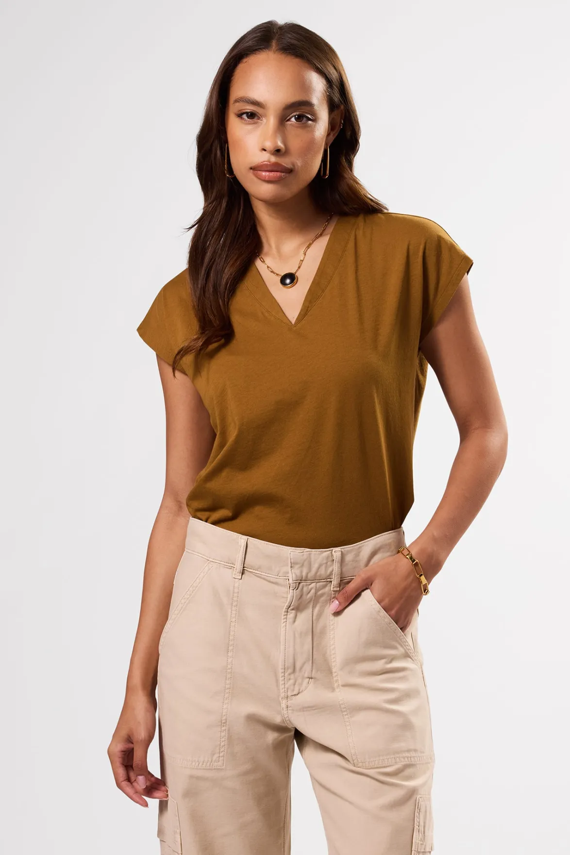 Tops|Tees^Amour Vert V Neck Solid Tee Terre