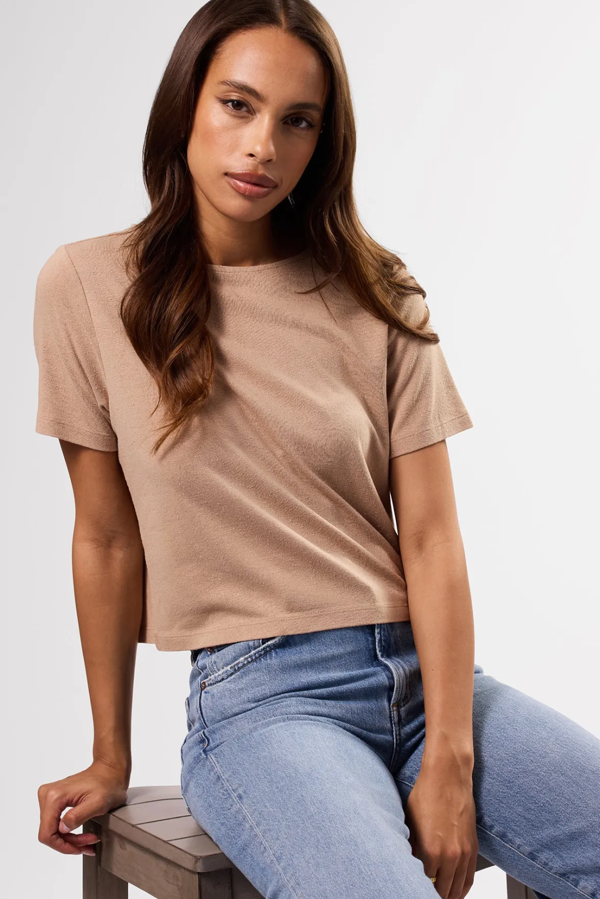 Tops|Tees^Amour Vert Yvette Silk Knit Tee Sand