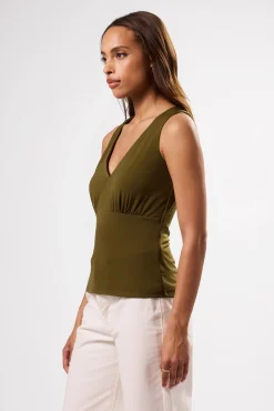 Tops|Clearance^Amour Vert Zoe Deep V Tank OliveGreen